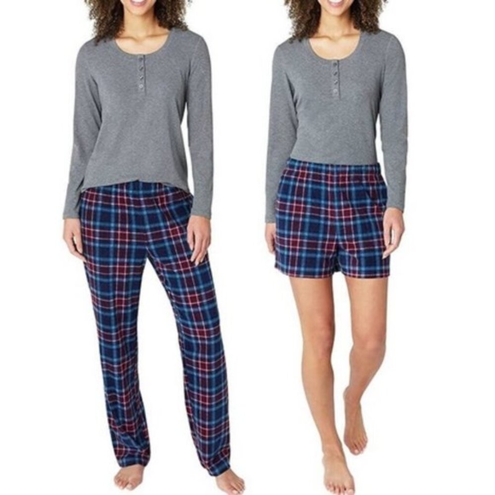 NWT Eddie Bauer 3-Piece Waffle Knit Pajama Set Gray